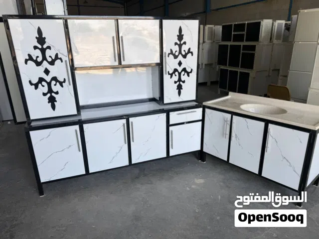 كاونتر مترين  ارضي وملحق  مع سنك (متر وعشرين )مرمر المنيوم