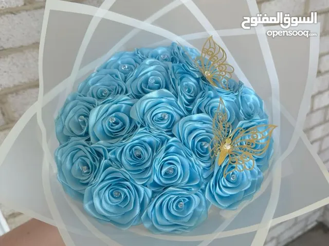 ورد مصنوع من شريط الستان صنع يدوي ورد يدوم للأبد