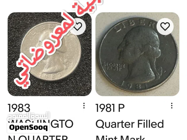 25 عملة أمريكية أخطاء في الاحرف P و D كما موضح في الصور و اسعارها النموذجية في الايباي تتفاوت