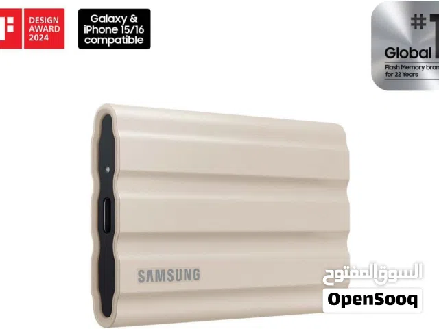 EXTERNAL SSD SAMSUNG T7 SHIELD 1TB حماية أقوى... سرعة احترافية... وتحمل عالي