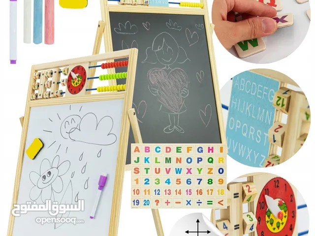 لوح تعليمي خشب وجهين متعدد الوظائف وجع وايت بورد وجه طباشير الأحرف الانجليزية كاملة الارقام كامل