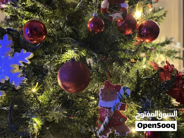شجرة كريسماس  كبيرة للبيع بدون زينتها فقط مع الاضاءة