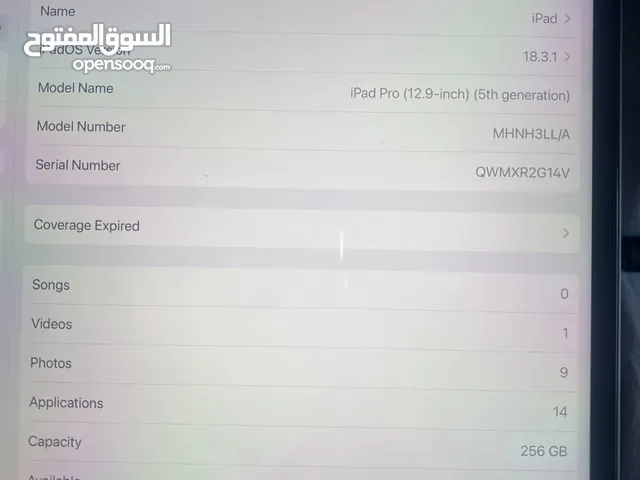 Apple iPad Pro 256 GB in Amman