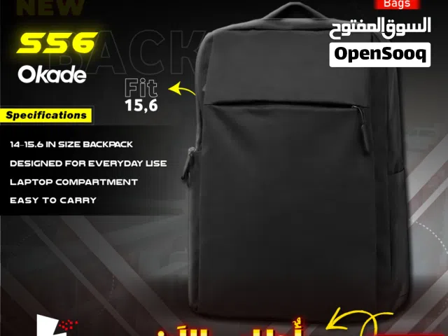 Okade 15.6 Inch S56 Black Backpack شنطة لابتوب لون اسود شكل مميز
