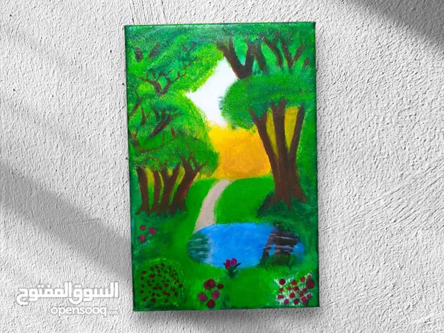 لوح الاكريليك الرسم يدوي غابة