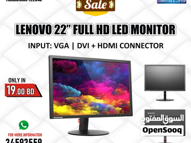 Special Offer LENOVO 22" Full HD Monitor 360* Rotatable Input VGA / DVI+HDMI Good Working Only 19-BD