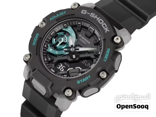 Gshock model GA-2200M Black with turquoise color.