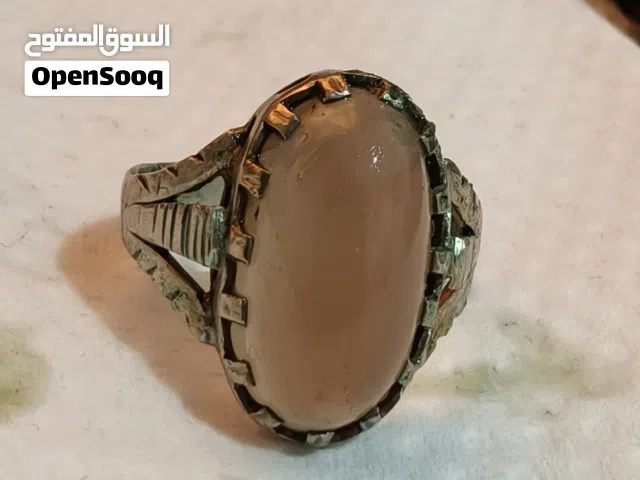 خاتم فضه حجر شفاف خاتم كلاسيكي