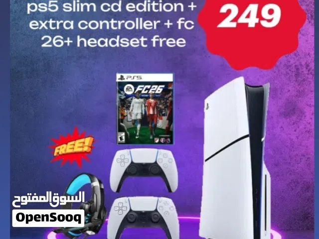 جهاز بلاي ستيشن 5 سليم إصدار القرص + لعبة بلاي ستيشن 5 FC26 + وحدة تحكم بلاي ستيشن 5 + سماعة رأس مجا