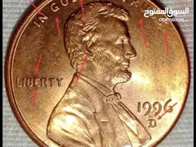 USA Lincoln cent 1996 D error Double die The 1996-D Lincoln Memorial C 30000.00$
