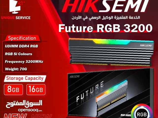 رام كمبيوتر سريعة النقل مضيئة رجب جديدة هيكسيمي 8GB/16GB Hiksemi Future RGB Ram 3200Hz DDR4