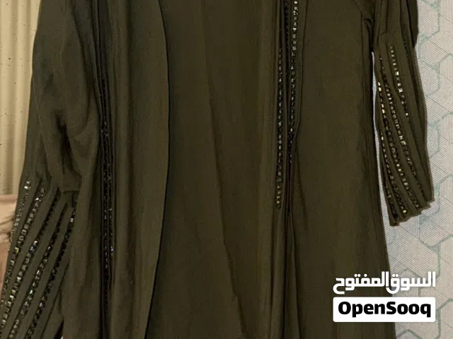Olive green abaya with embroidery