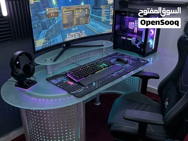 طاولة جيمنج زجاج سيكوريت شكل كيرف