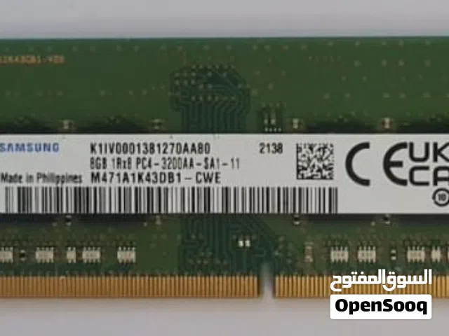 16 كيكابايت DDR4 3200 رام لابتوب نوع سامسونك حبتين المجموع 16 كيكا حجم الحبة 8 كيكا مستعملة