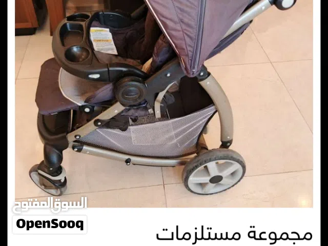 مجموعة مستلزمات اطفال (عربة،كرسي سيارة ، نطاطة ، كوت حديثي الولادة