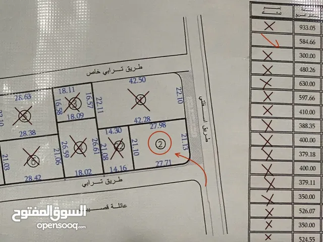 ارض للبيع 585 متر + 6 متر ارتداد