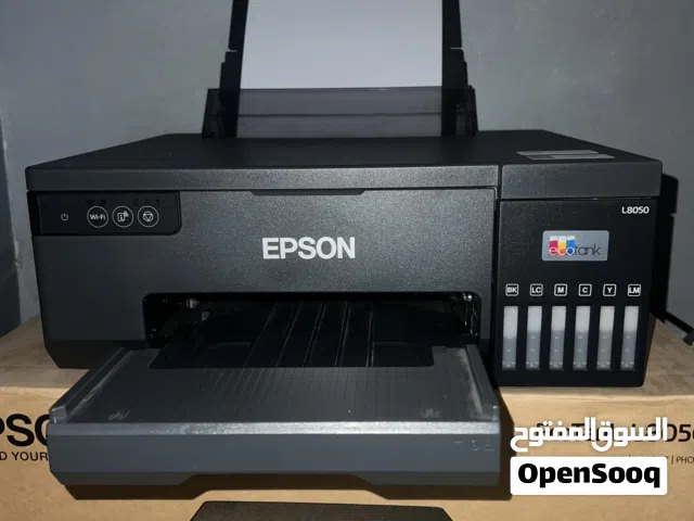 طابعة إبسون L8050 مع كارتونتها + مكبس حراري 60×40 سم