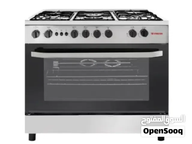 فرن فريش روك 5 عيون 90 سم فل سيفتي مع مروحة توزيع للحرارة شواية شعلة إلكترونية إضاءة داخلية لون ستيل