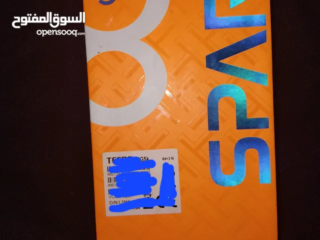 هاتف Tecno spark 8cمستعمل حالة الوكالة باقل سعر