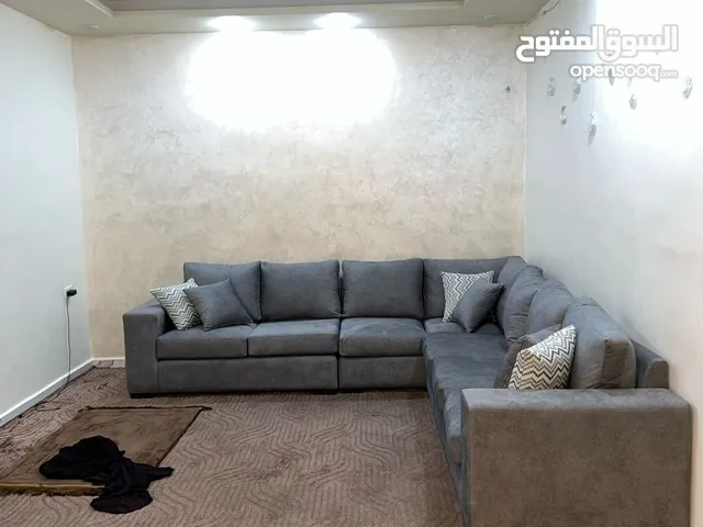 طقم كنب كورنر لون رمادي حرف L فخم جداً جديد