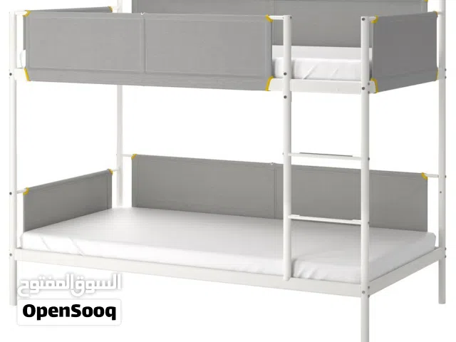 سرير طابقين من إيكيا VITVAL مع فرشتين – أبيض/رمادي فاتح مقاس 90×200 سم