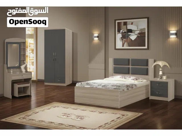 طقم غرفة نوم مفردة تايلاندي 5 قطع لون بلوط جينز - BR-786A
