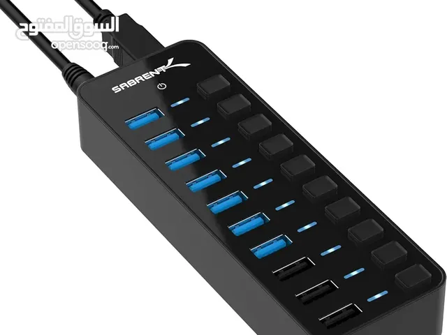 SABRENT 10-Port USB 3.0 Hub, Individual Power Switches and LEDs, 3 Smart Charging Ports, 60W Power A
