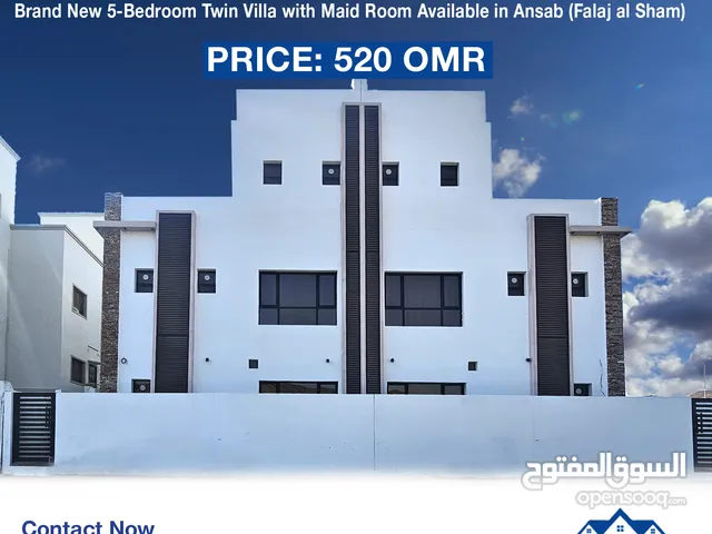 Brand New 5-Bedroom Twin Villa with Maid Room Available in Ansab (Falaj Al Sham)