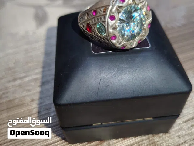 خاتم فضه صياغة إيرانية مازونايت وياقوت وسترين وزن 28 جرام