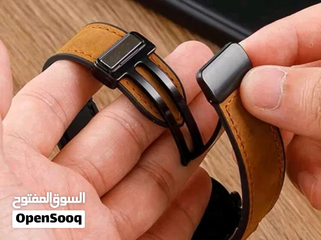كستك ساعة الإلكترونية جلد منضر فاخر ومرتب مقياس 22مم متوافق مع جميع ساعات watch الدائرية متوفر لأسود
