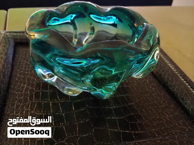 بولة/صحن زجاج فني فينتاج لون تيفاني - قطعة ديكور فخمة*