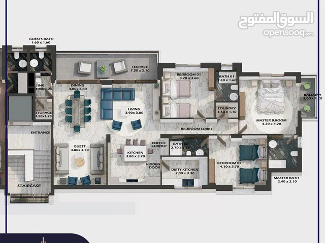 200m2 3 Bedrooms Apartments for Sale in Ramallah and Al-Bireh Al Tira