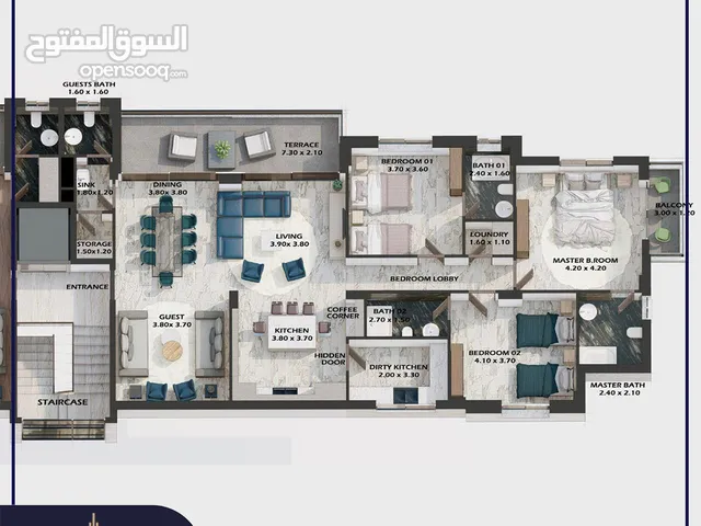 200m2 3 Bedrooms Apartments for Sale in Ramallah and Al-Bireh Al Tira