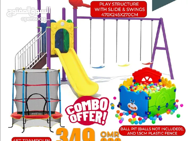 Kids Play Combo offer -Trampolin, Round Fence مجموعة العاب خارجية للاطفال للحديقة عرض كومبو لعب