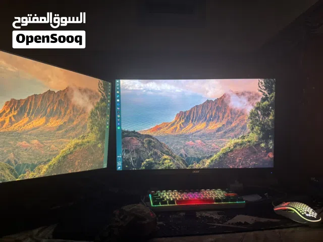 كمبيوتر ألعاب + شاشتين + ملحقات (جاهز للاستخدام)