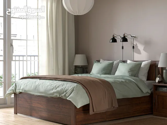 سرير أيكيا مزدوج مريح فقط خشب SONGESAND Queen size bed frame without 2 storage boxes IKEA