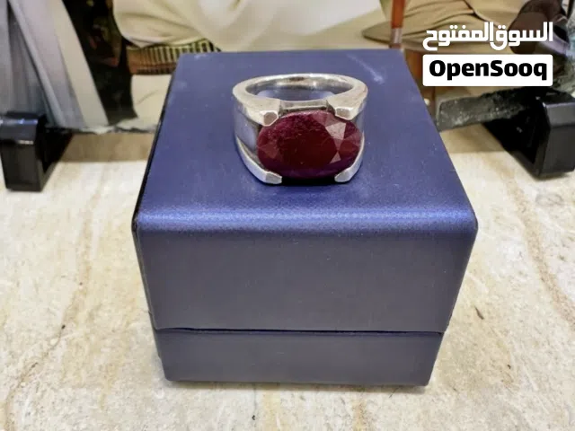 خاتم فضة ( حجر ياقوت ) صياغة ثقيلة
