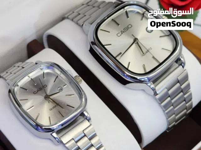 طاقم ساعات كاسيو زوجيه من ستانلس ستيل مقاوم للصدأ