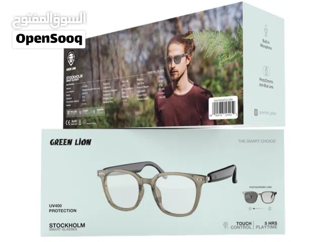 نظارة جرين الذكية مقاومة للأشعة الضارة وحماية العين من الاجهاد والاستماع للموسيقى والرد على الاتصال