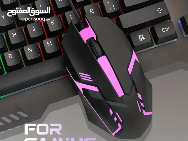 A wired computer mouse with a distinctive modern design, equipped with blue LED lighting and a non-s