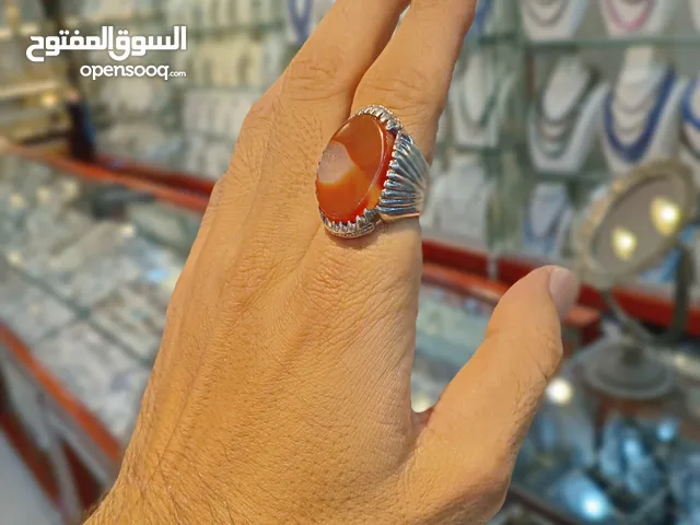 Men's Ring Aqeeq Yamani, Hand Made Ring. Omani Silver 92.5 pure