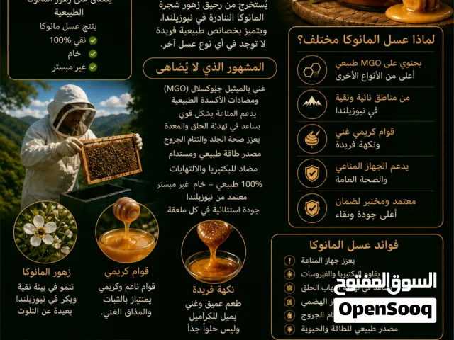 عسل مانوكا وجارا وأنزر أصلي – أعسال نادرة وفاخرة من الطبيعة البكر