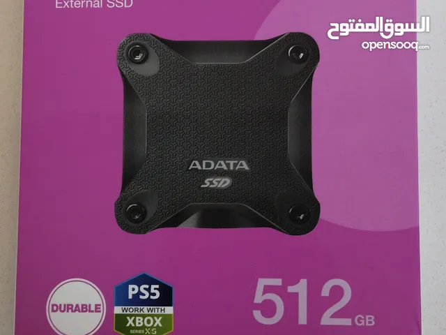 هارد دسك خارجي حجم 512 جديد غير مستخدم نوع ADATA SSD سريع في نقل المعلومات محمي بطريقه جيده من الصدم
