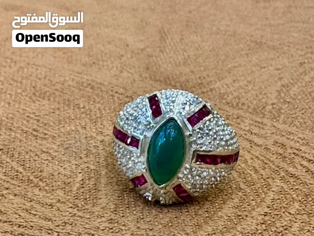 خاتم رجالي (حجر الياقوت والزمرد )مقاس 22