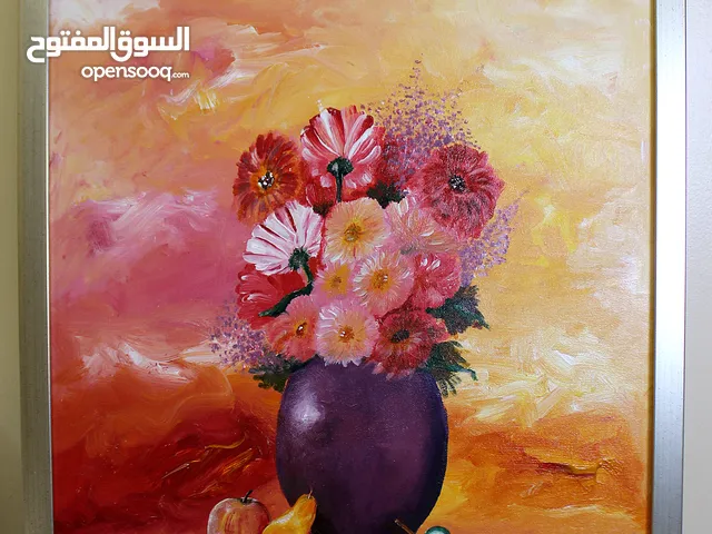 مزهرية – عمل فني أصلي ومؤطر بشهادة توثيق Vase – Original Framed Artwork