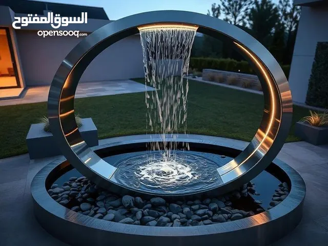 شلالات ونوافير وتنسيق حدائق رسم بارز