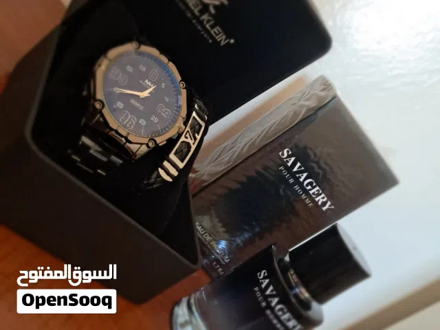 ساعة رجالية فخمة مع عطر صيفي جميل