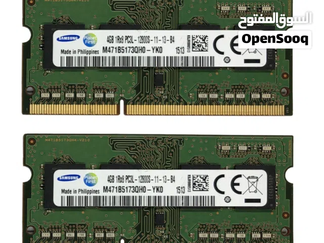 "شريحتين RAM Samsung 4GB DDR3L 1600MHz أصلية (مجموع 8GB) - حالة ممتازة - 50 دينار قابل للتفاوض القلي