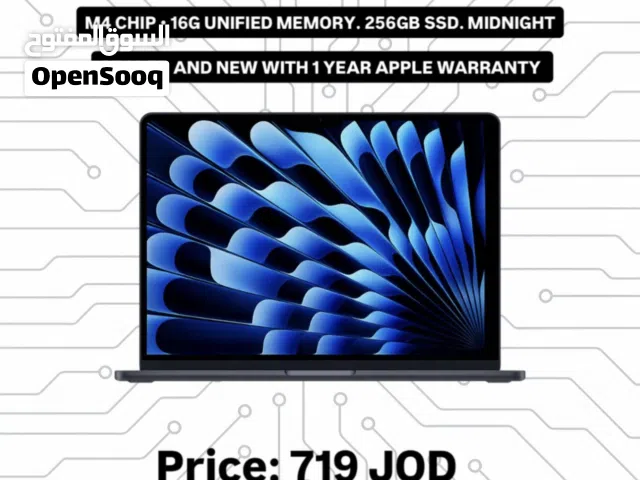 Apple Macbook MACBOOK AIR 13-INCH M4 2025 Midnight // ابل ماكبوك اير 13 انش M4 افضل سعر بالمملكة