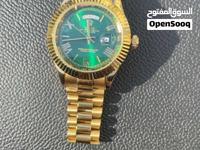 ساعة رجالية أوتوماتيك - لون ذهبي ومينا خضراء (جديدة)